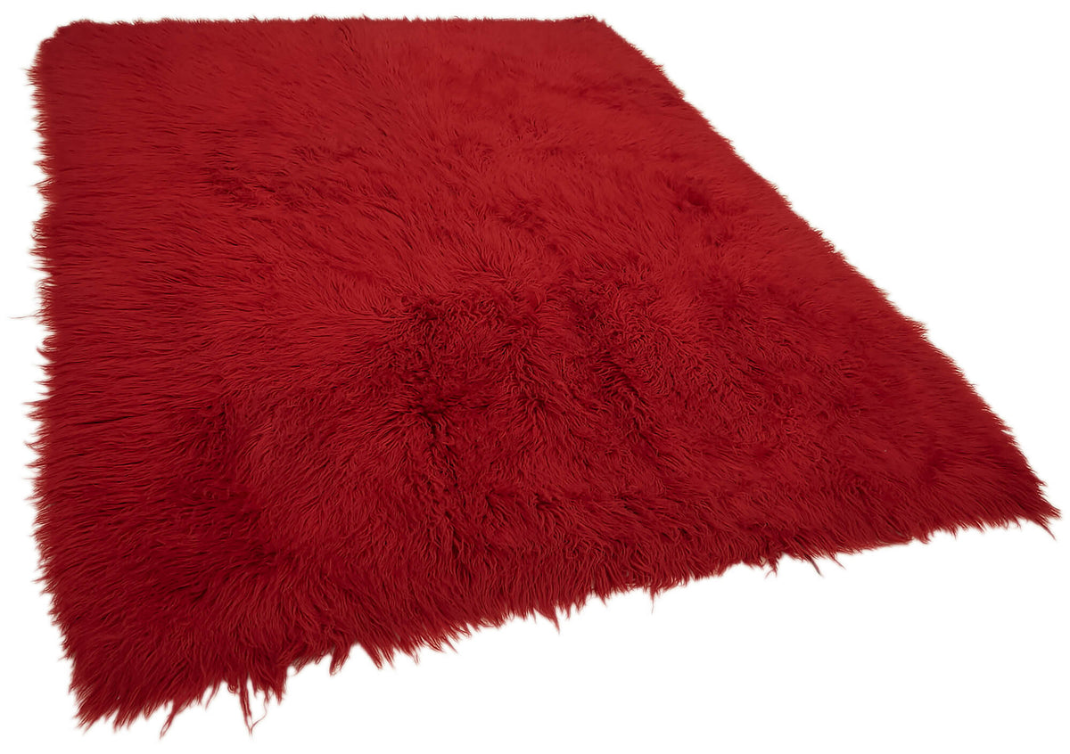 Timvi Düz Yeşil Halı Kırmızı Modern Shaggy Dokuma 184x237 cm – genel görünüm
