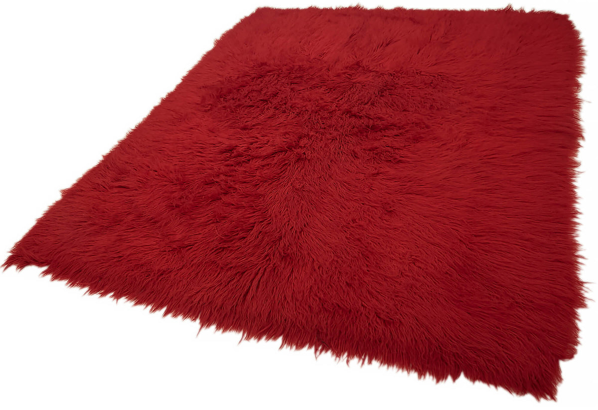 Timvi Düz Yeşil Halı Kırmızı Modern Shaggy Dokuma 184x237 cm – doku yakın çekim