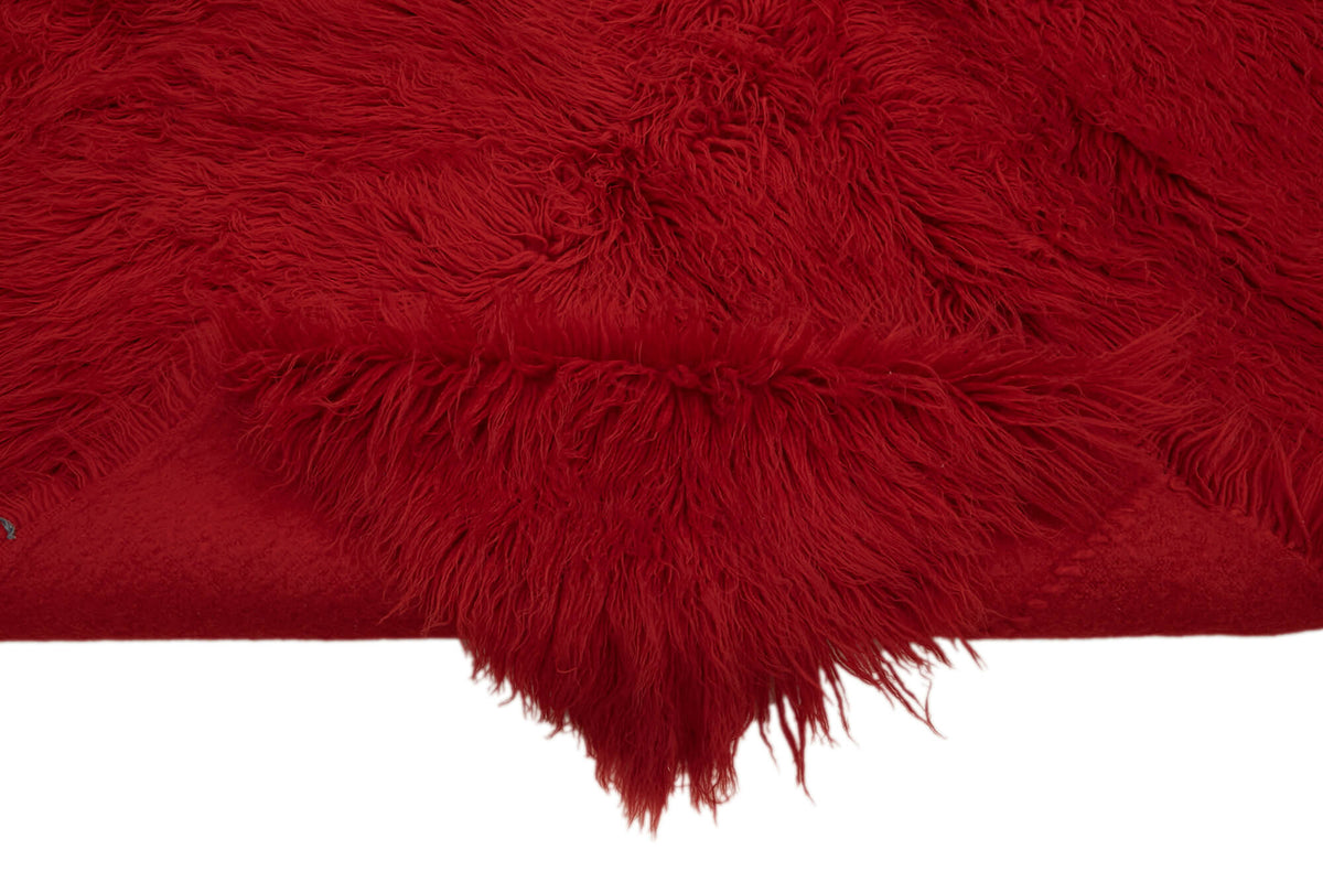Timvi Düz Yeşil Halı Kırmızı Modern Shaggy Dokuma 184x237 cm – kenar detayı