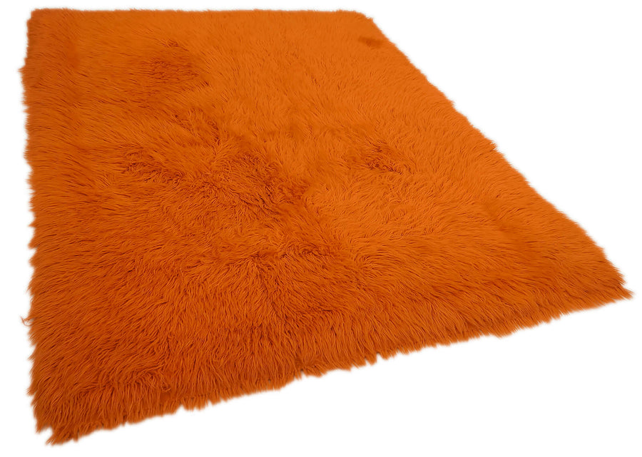 Timvi Tulu Turuncu ve Yeşil Desensiz Shaggy Halı 178x240 cm 45712 – genel görünüm