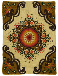 Timvi Madalyon Desenli Bej El Dokuma Tülü Halı 153x210 cm