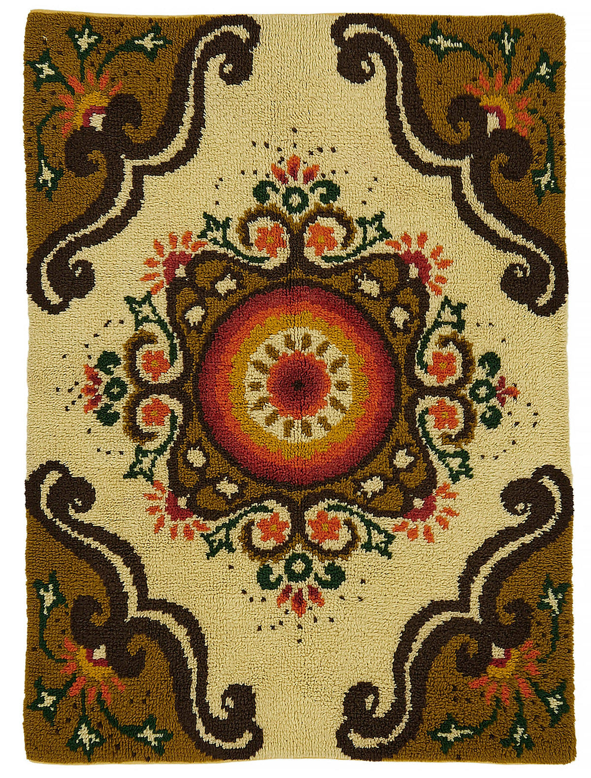 Timvi Madalyon Desenli Bej El Dokuma Tülü Halı 153x210 cm