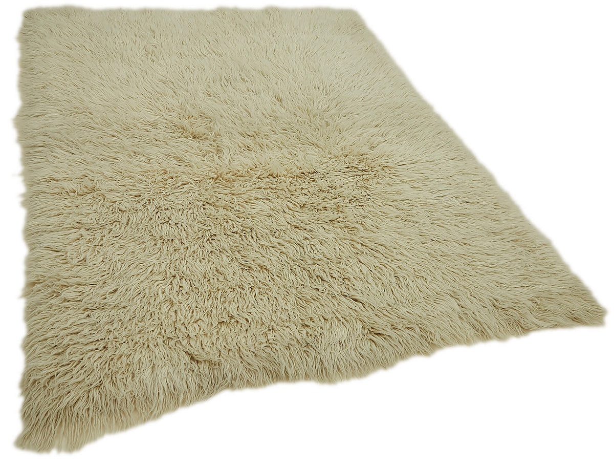 Timvi Vintage Tulu Bej ve Yeşil Düz El Dokuma Halı 154x206 cm 45715 – genel görünüm