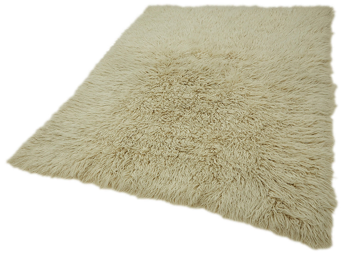 Timvi Vintage Tulu Bej ve Yeşil Düz El Dokuma Halı 154x206 cm 45715 – doku yakın çekim