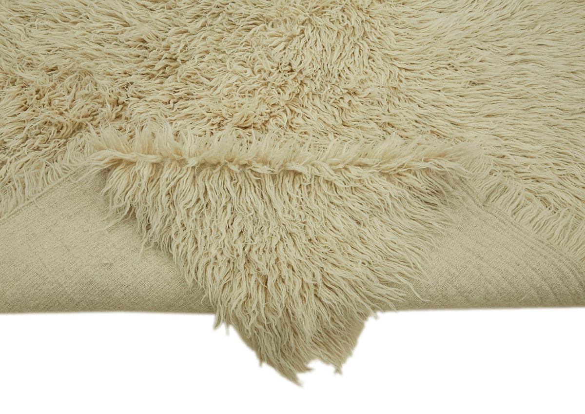 Timvi Vintage Tulu Bej ve Yeşil Düz El Dokuma Halı 154x206 cm 45715 – kenar detayı