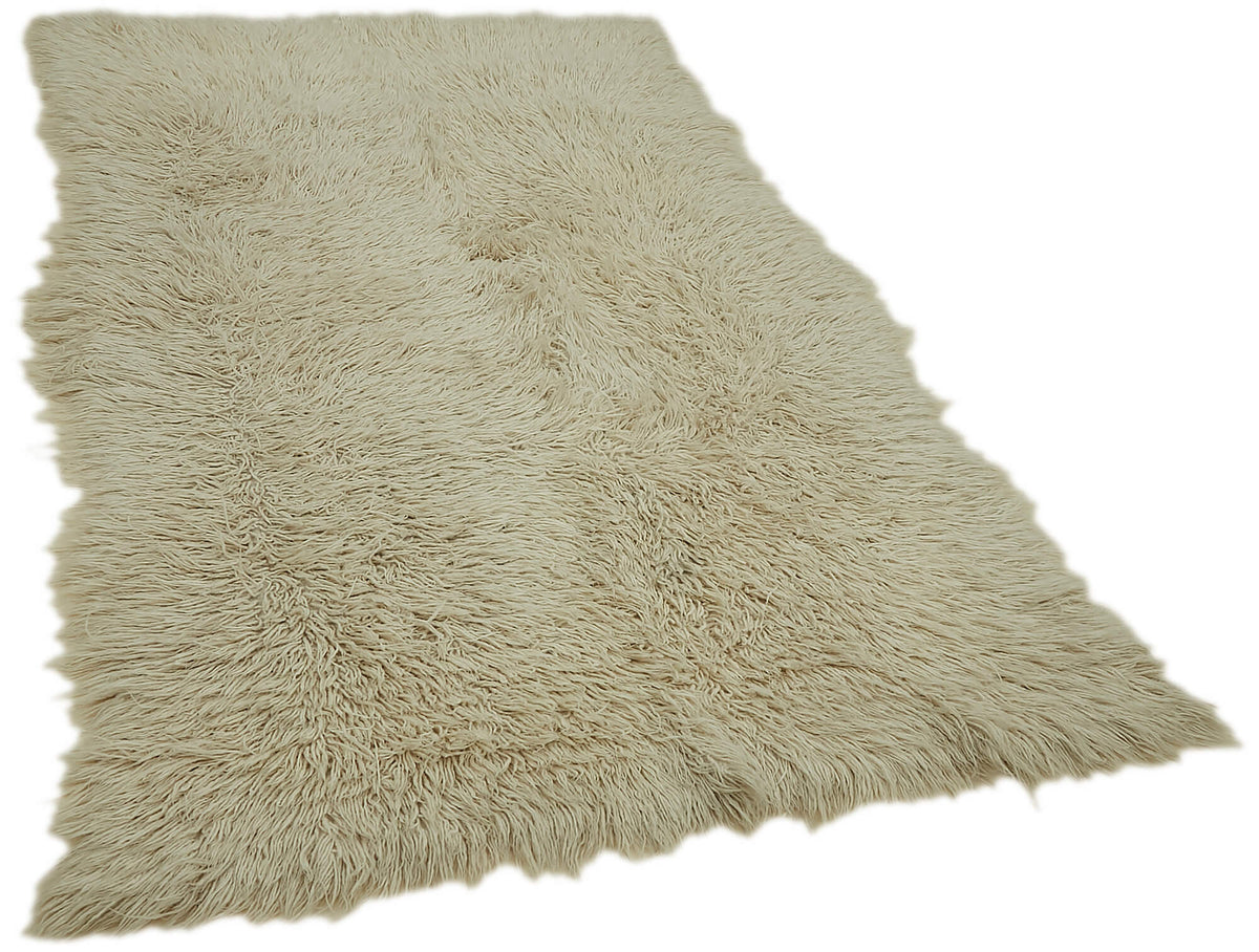 Timvi Vintage Tulu Bej ve Yeşil Düz El Dokuma Halı 130x220 cm 45716 – genel görünüm