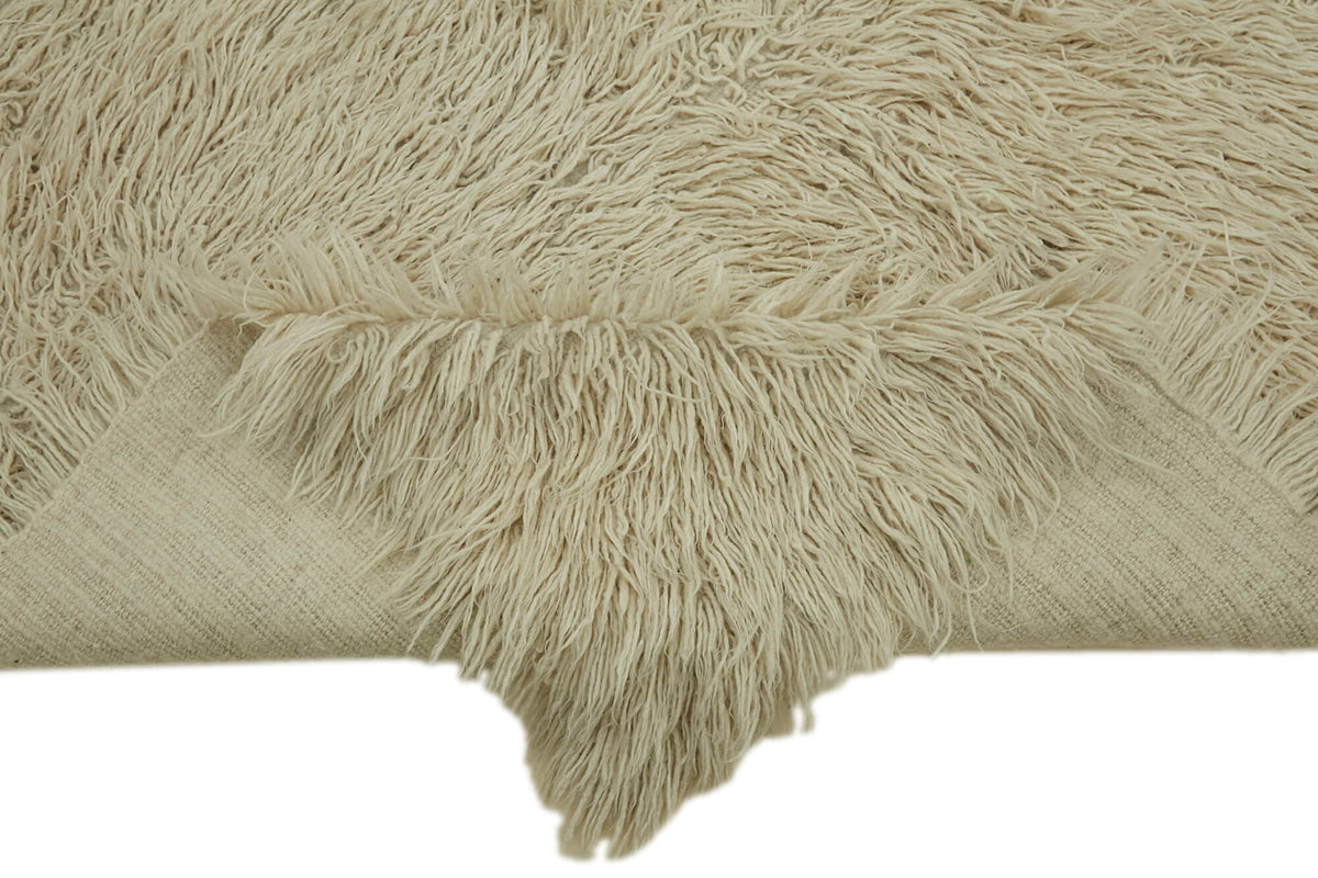 Timvi Vintage Tulu Bej ve Yeşil Düz El Dokuma Halı 130x220 cm 45716 – kenar detayı