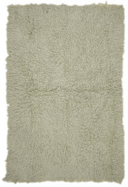 Timvi Düz Yeşil Halı Bej Rengi Shaggy Dokuma 153x235 cm