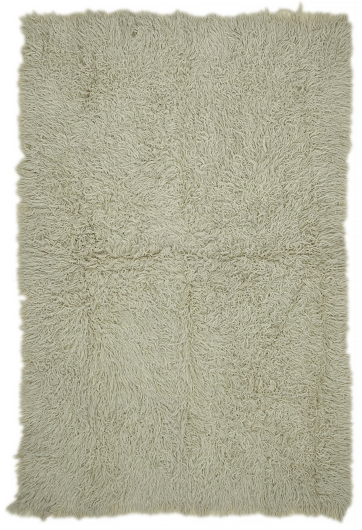 Timvi Düz Yeşil Halı Bej Rengi Shaggy Dokuma 153x235 cm