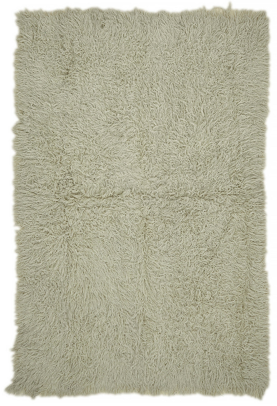 Timvi Düz Yeşil Halı Bej Rengi Shaggy Dokuma 153x235 cm