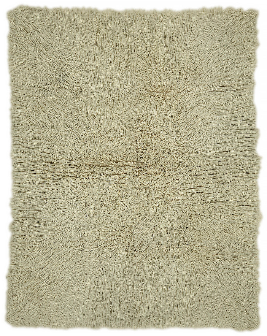 Timvi Desensiz Düz Yeşil ve Bej Tonlarda Vintage Tulu Halı 152x196 cm