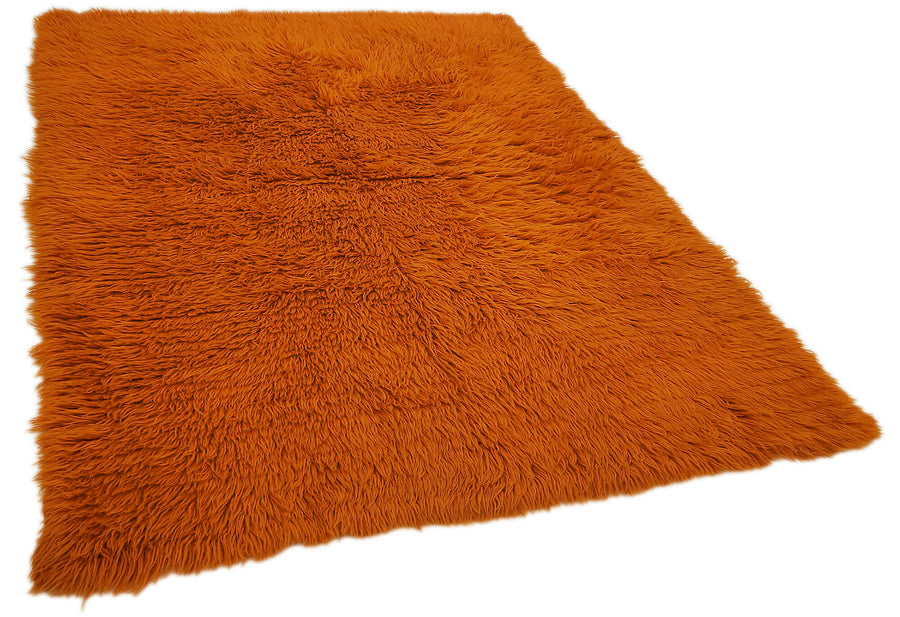 Timvi Turuncu Yeşil Düz Modern El Dokuma Halı 166x215 cm – genel görünüm