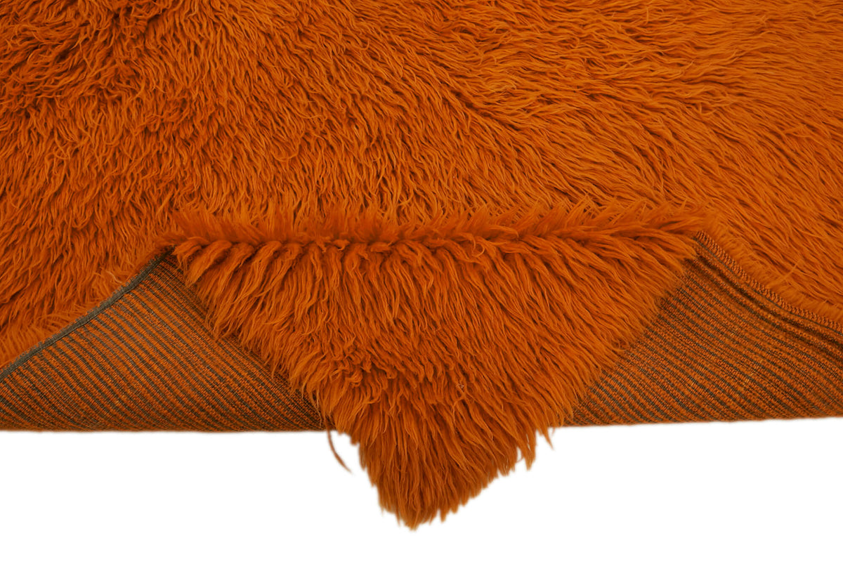 Timvi Turuncu Yeşil Düz Modern El Dokuma Halı 166x215 cm – kenar detayı