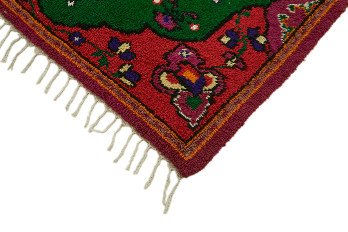 Timvi Kırmızı Yeşil Madalyon Desenli El Dokuma Halı 162x220 cm – detay görünümü
