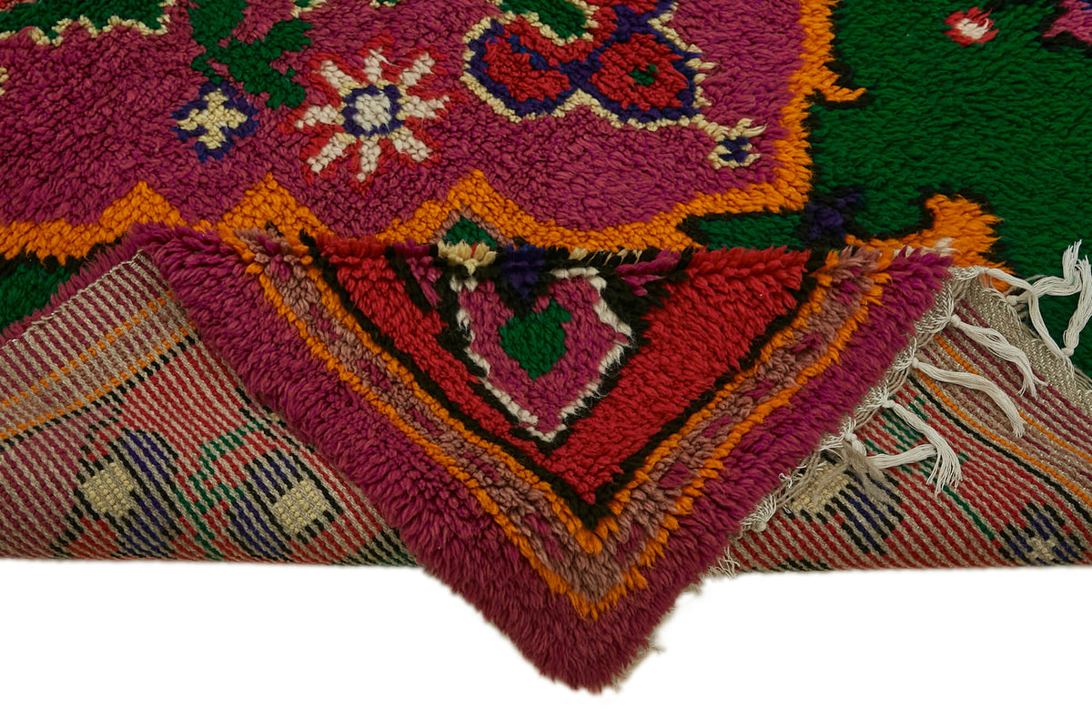 Timvi Kırmızı Yeşil Madalyon Desenli El Dokuma Halı 162x220 cm – kenar detayı