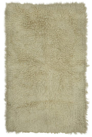 Timvi Bej Yeşil Düz Modern Shaggy El Dokuma Halı 140x230 cm