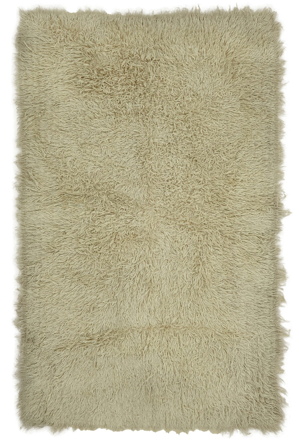 Timvi Bej Yeşil Düz Modern Shaggy El Dokuma Halı 140x230 cm