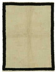 Timvi Siyah Krem Halı Modern Bordürlü Tulu Dokuma 145x193 cm