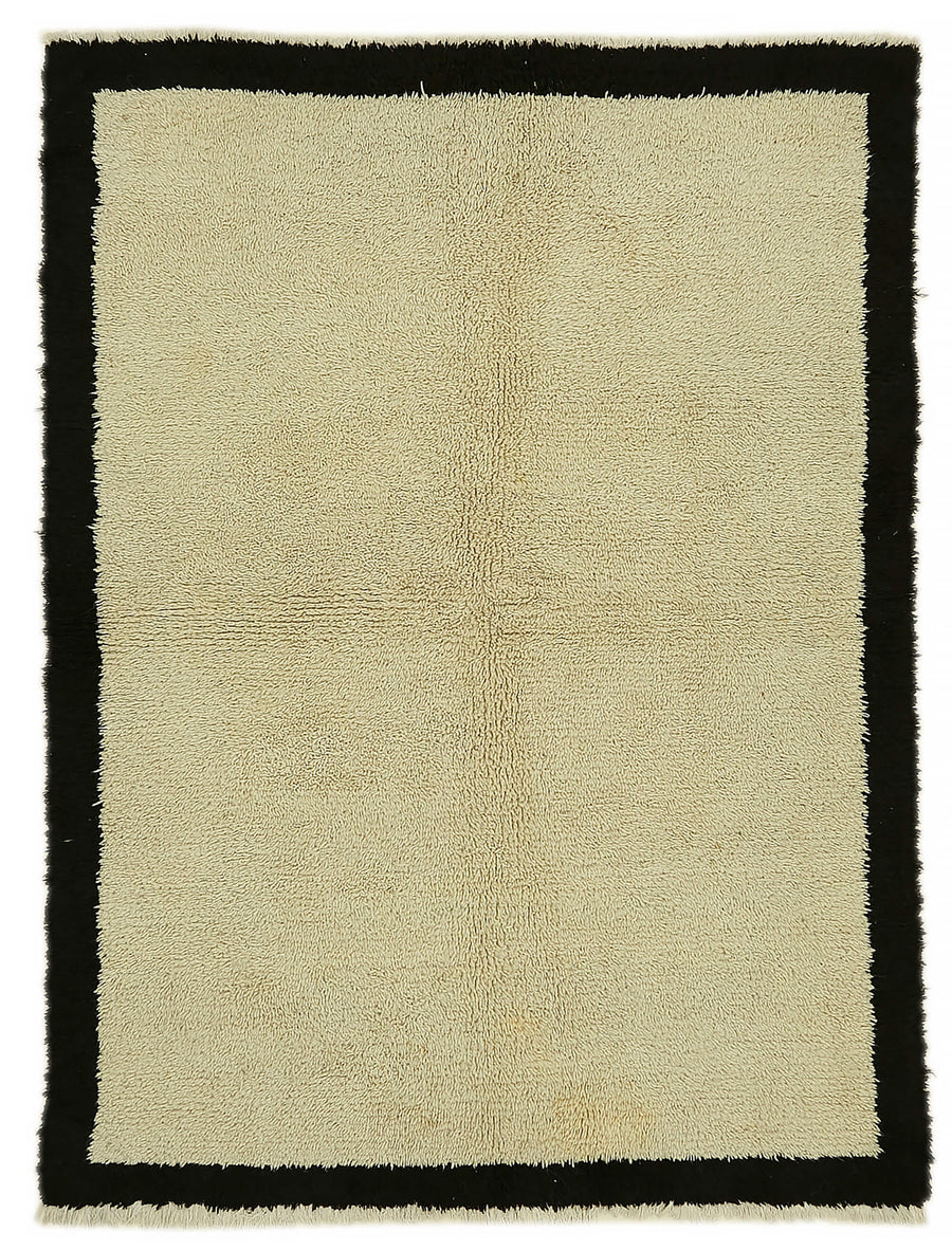 Timvi Siyah Krem Halı Modern Bordürlü Tulu Dokuma 145x193 cm