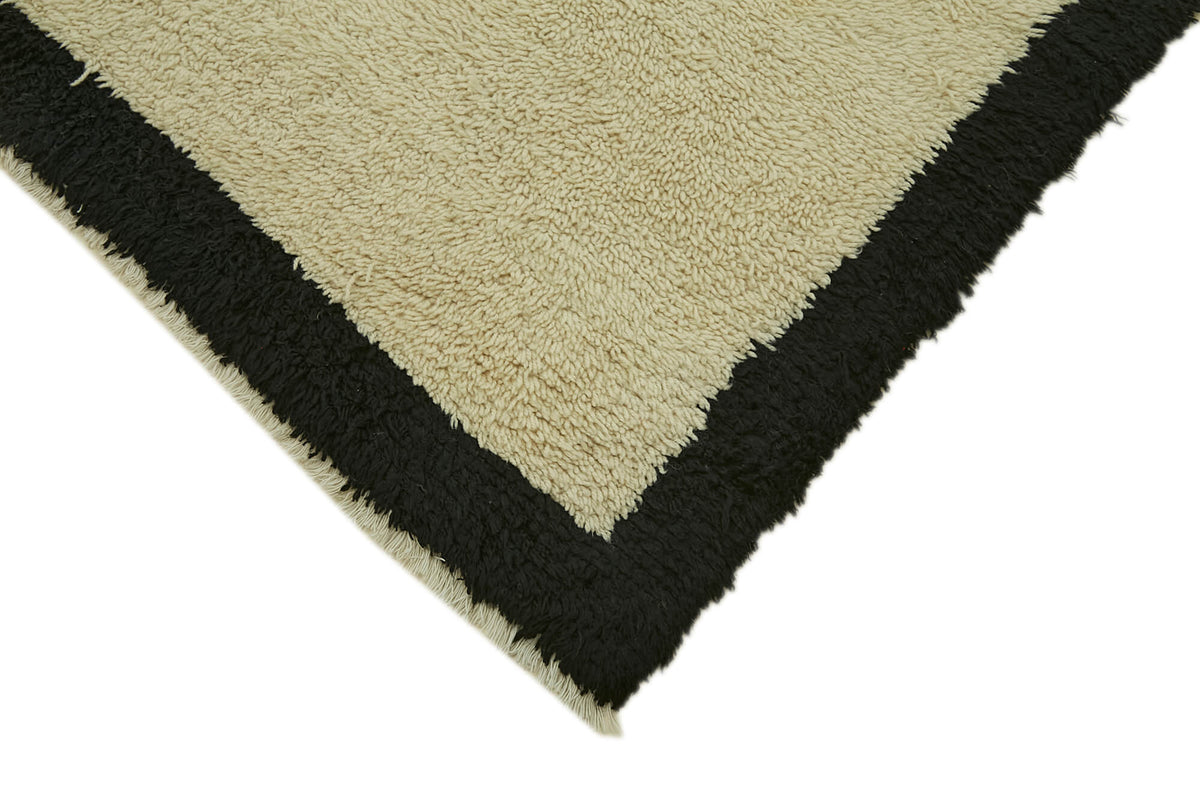 Timvi Siyah Krem Halı Modern Bordürlü Tulu Dokuma 145x193 cm – detay görünümü