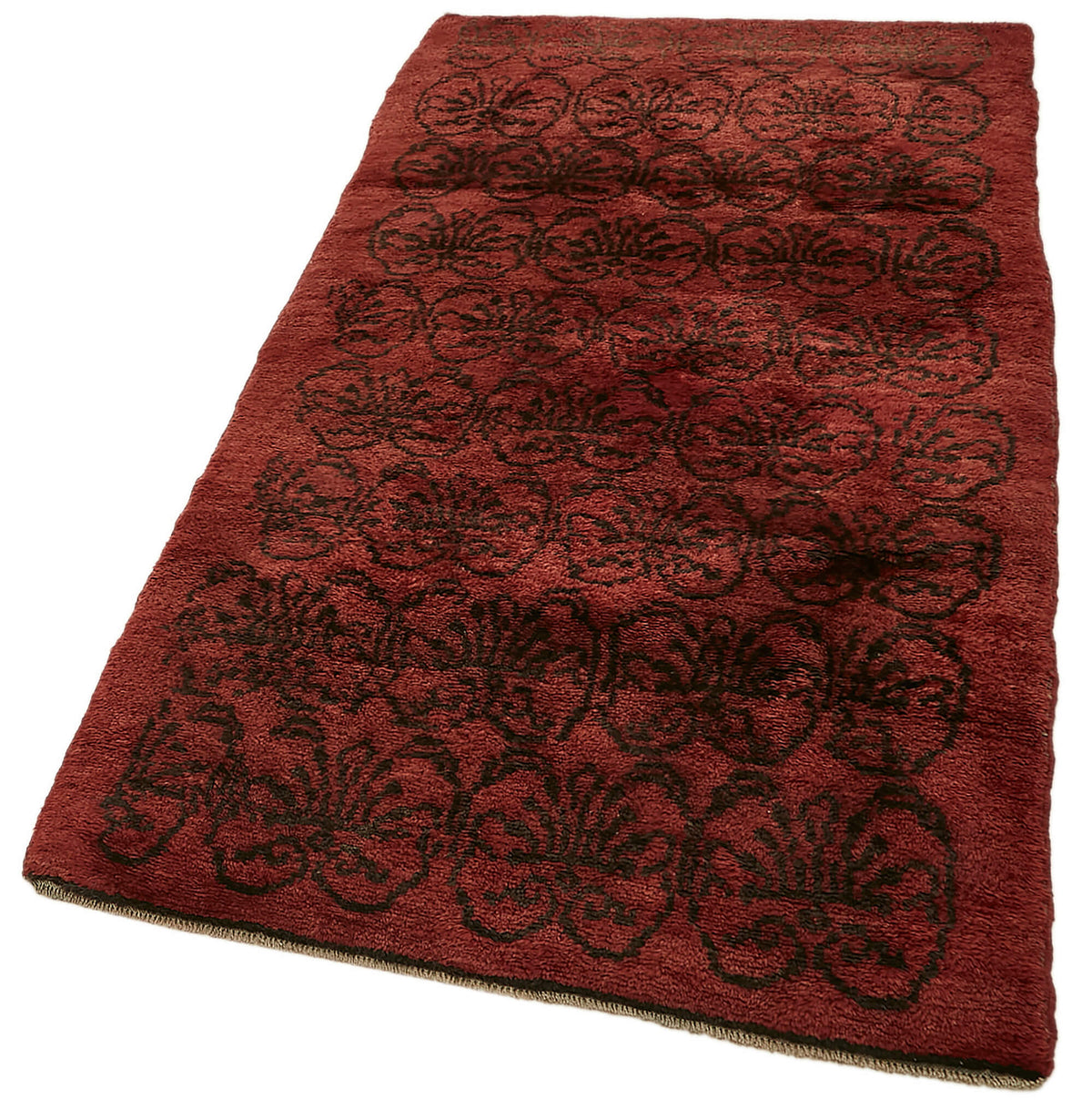 Timvi Kırmızı Siyah Geometrik Etnik El Dokuma Halı 103x223 cm – doku yakın çekim