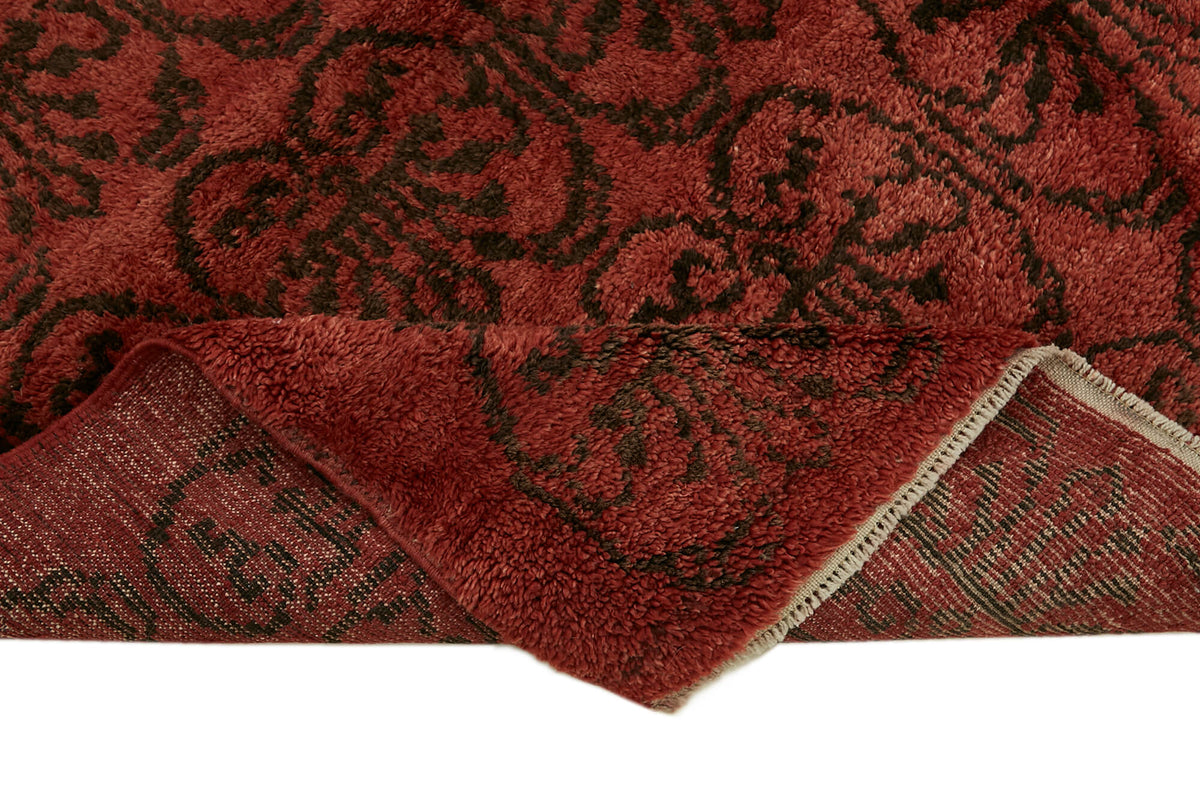 Timvi Kırmızı Siyah Geometrik Etnik El Dokuma Halı 103x223 cm – kenar detayı