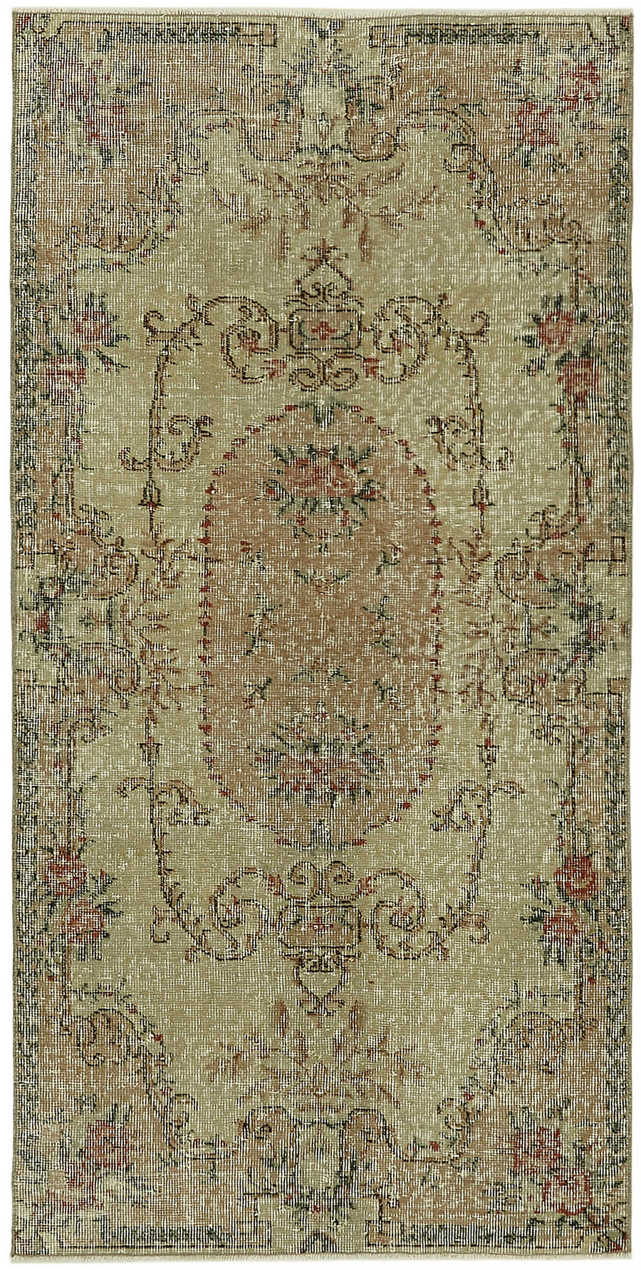 Tavik Bej Halı Gül Kurusu Çiçekli Vintage El Dokuma 88x173 cm