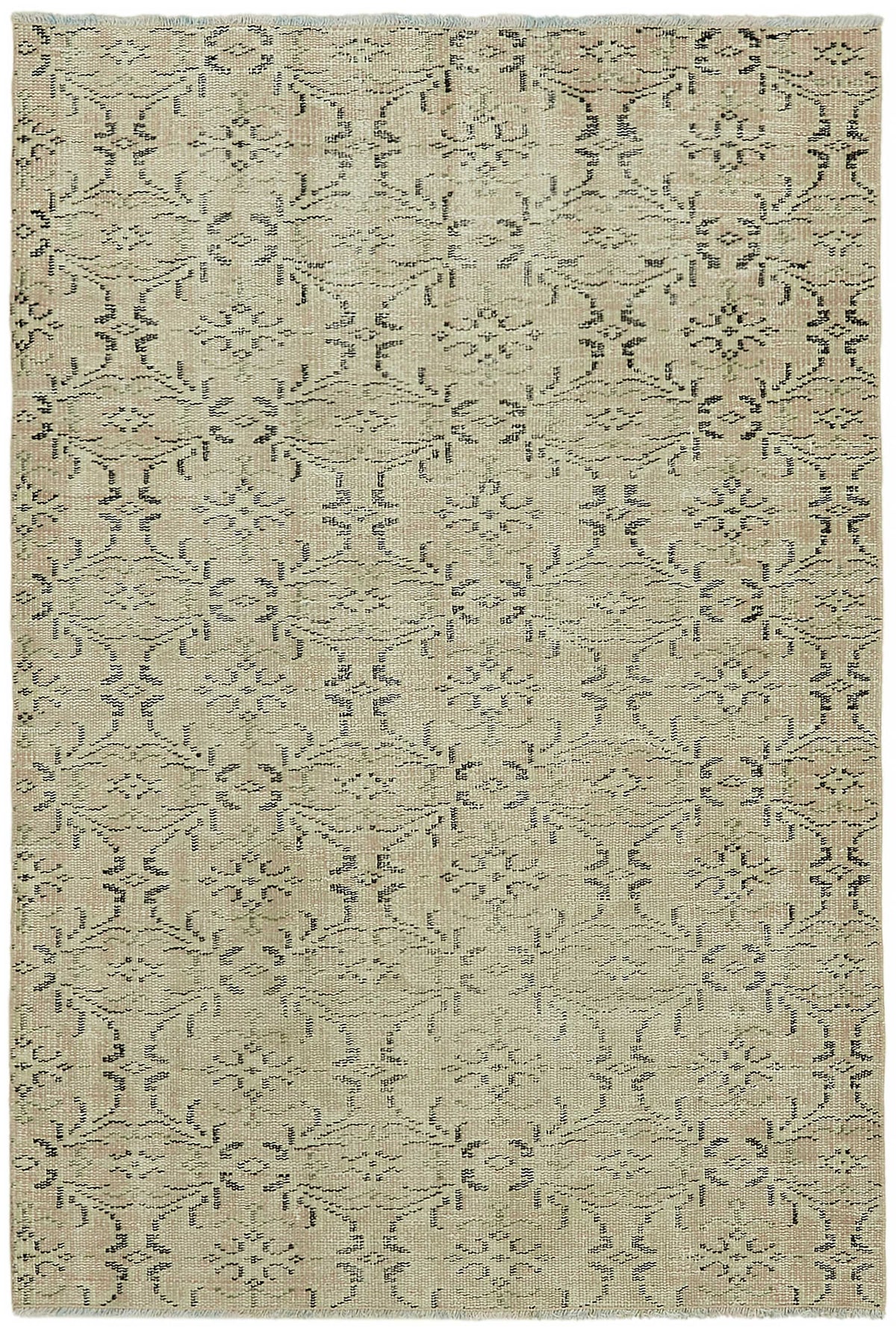 Tavik Vintage Bej Gri Geometrik Desenli El Dokuma Halı 113x166 cm