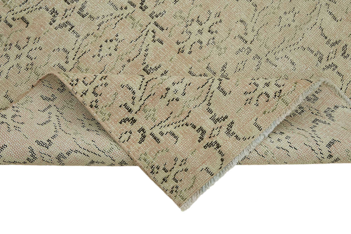 Tavik Vintage Bej Gri Geometrik Desenli El Dokuma Halı 113x166 cm – kenar detayı