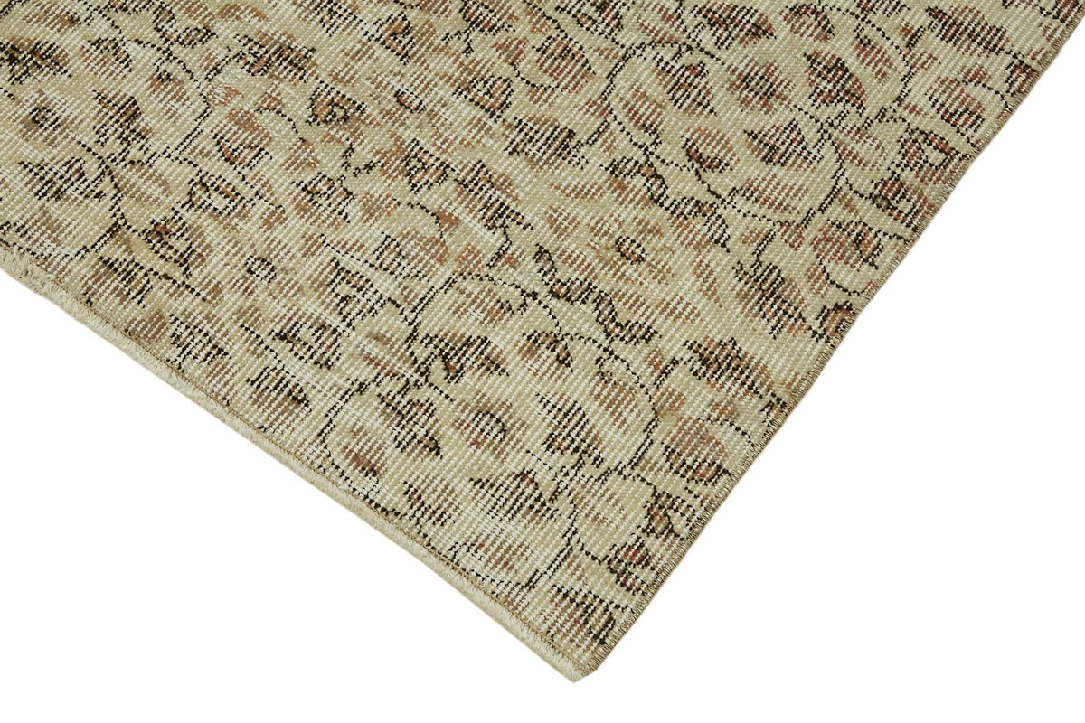 Tavik Bej Kahverengi Madalyon Desenli Vintage El Dokuma Halı 100x185 cm – detay görünümü