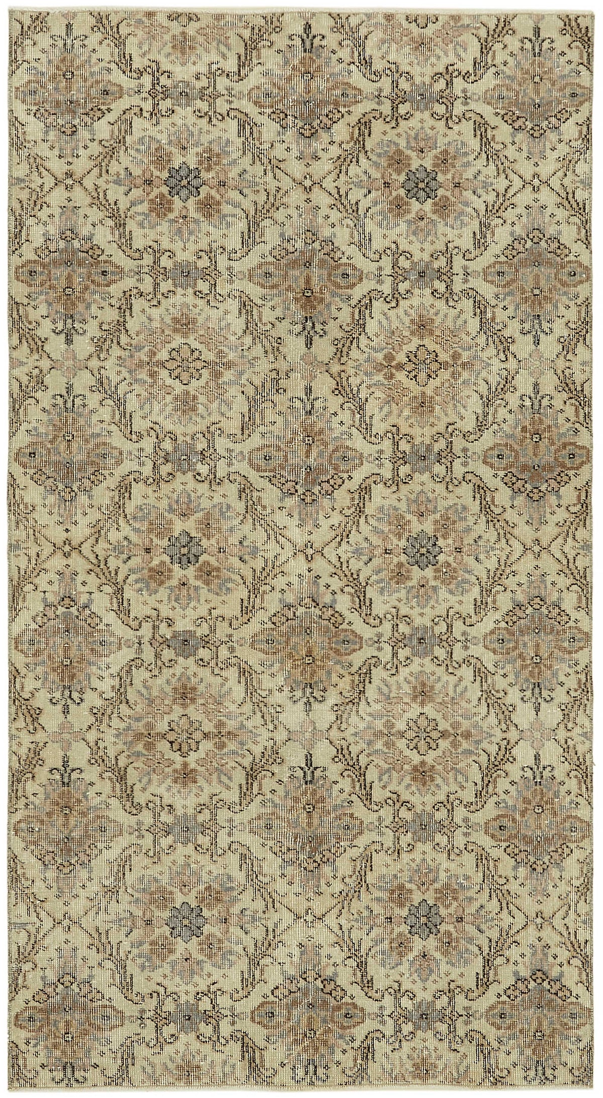 Tavik Vintage Bej Kahverengi Geometrik Desenli Halı 112x204 cm