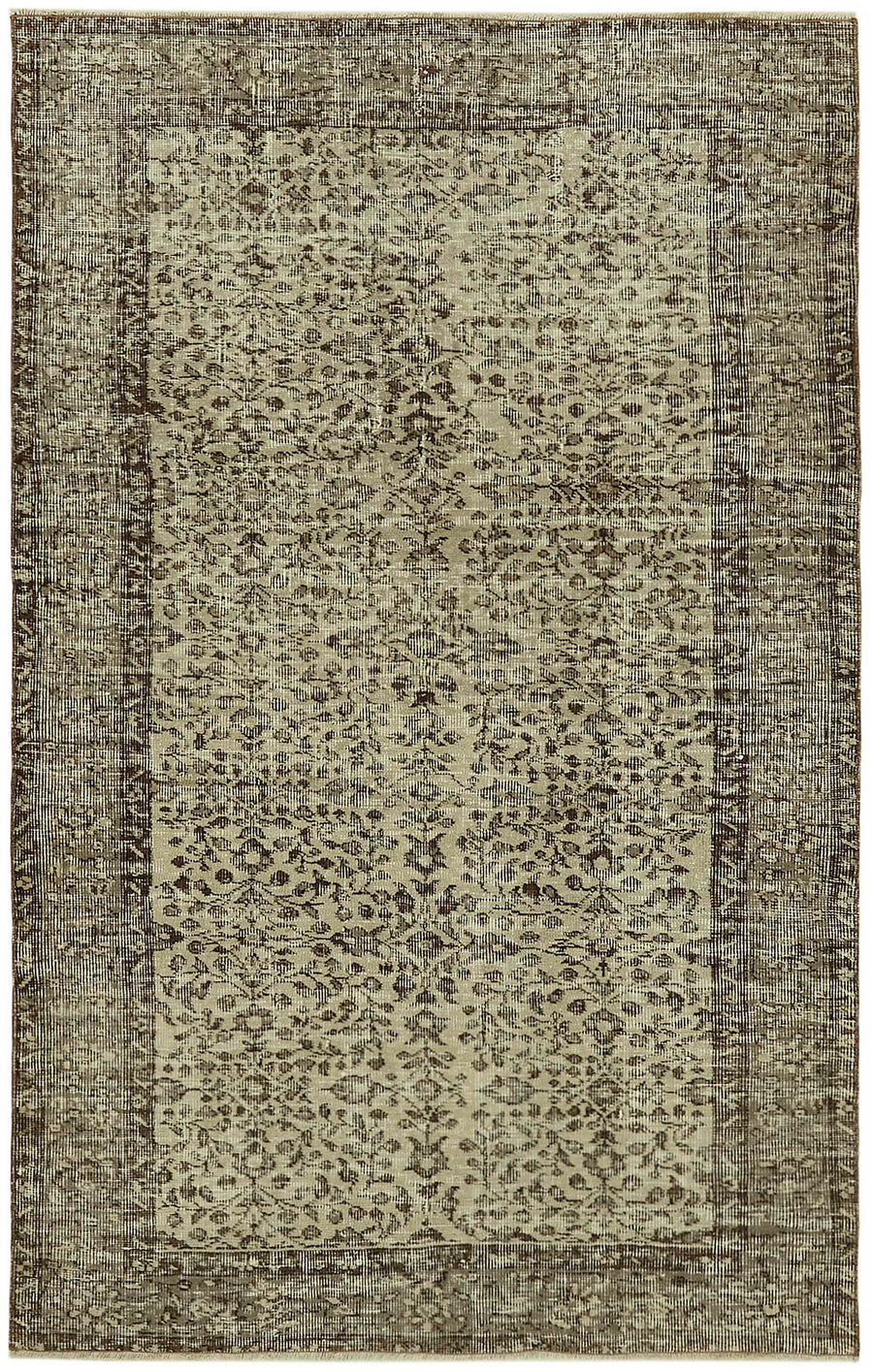 Tavik Bej Gri Çiçekli Klasik Eskitme El Dokuma Halı 116x179 cm