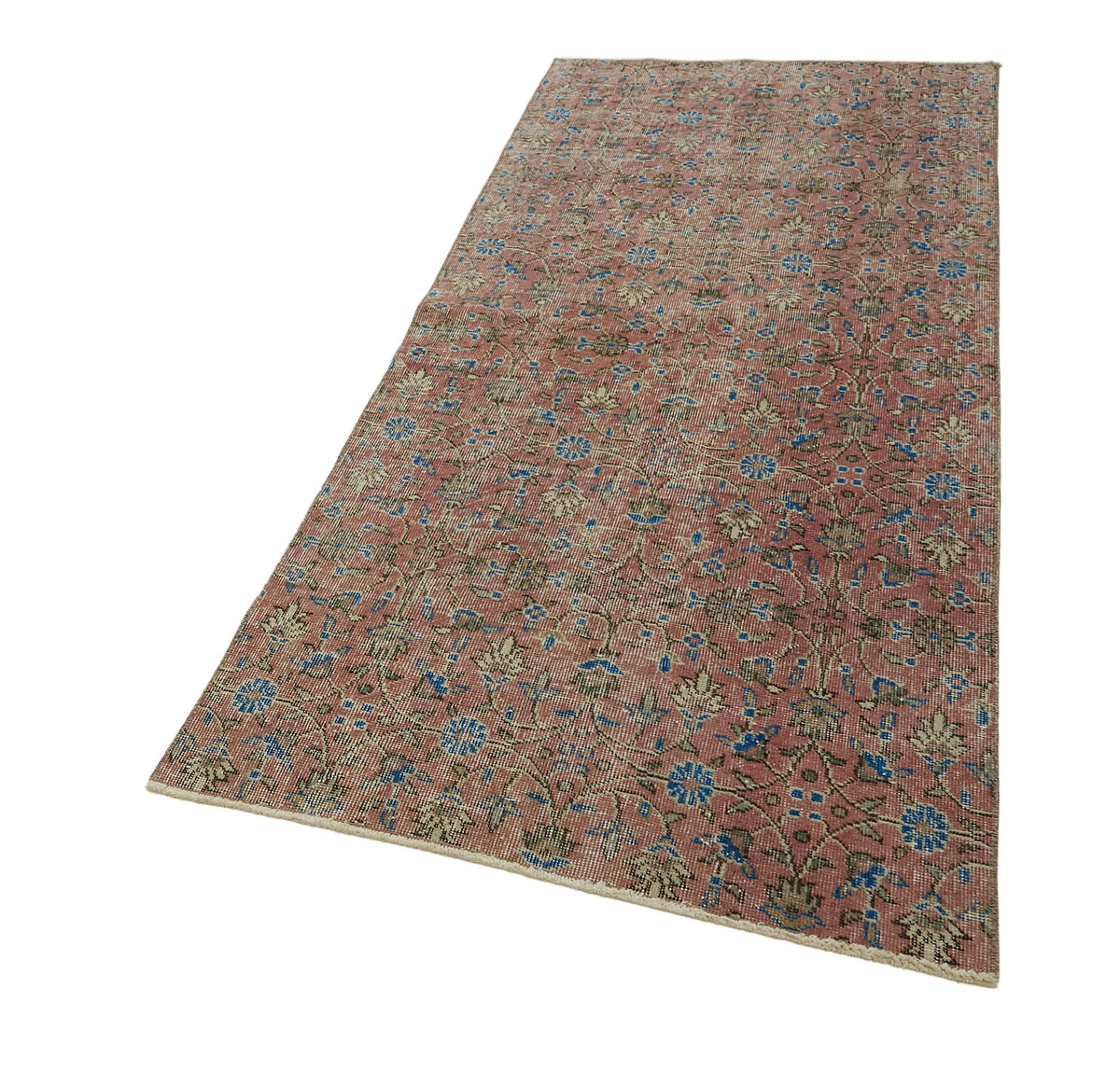 Tavik Vintage Gümüş Pembe Çiçek Desenli El Dokuma Halı 101x210 cm 45823 – doku yakın çekim