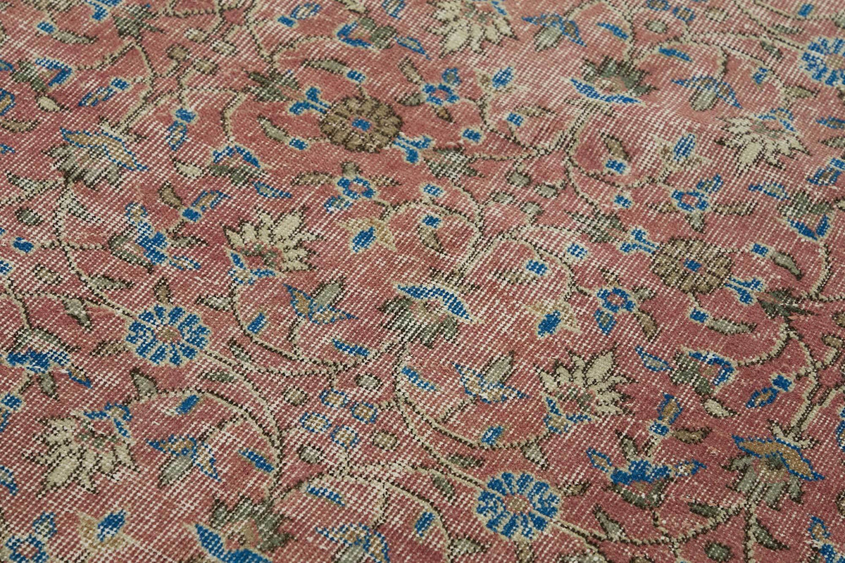 Tavik Vintage Gümüş Pembe Çiçek Desenli El Dokuma Halı 101x210 cm 45823 – mekânda kullanım