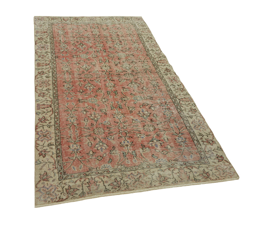 Tavik Pembe Halı Eskitme Yüzeyli Vintage El Dokuma 107x196 cm 45824 – genel görünüm