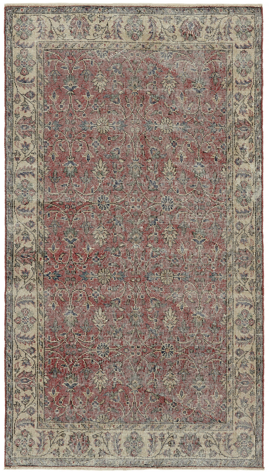 Tavik Çiçek Desenli Gül Kurusu ve Kırmızı Dokuma Halı 116x205 cm