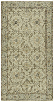 Tavik Klasik Bej Gri Madalyon Desenli El Dokuma Halı 113x210 cm