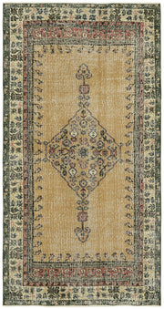 Tavik Vintage Bej Lacivert Madalyon Desenli El Dokuma Halı 112x209 cm 45899