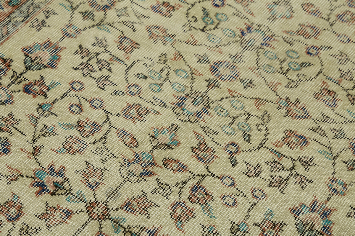 Tavik Vintage Bej Kırmızı Çiçekli El Dokuma Halı 113x197 cm 45908 – mekânda kullanım