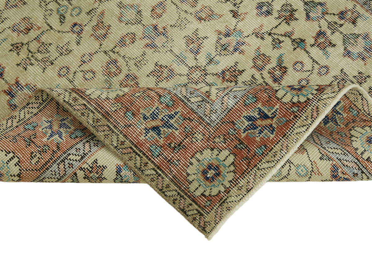 Tavik Vintage Bej Kırmızı Çiçekli El Dokuma Halı 113x197 cm 45908 – kenar detayı