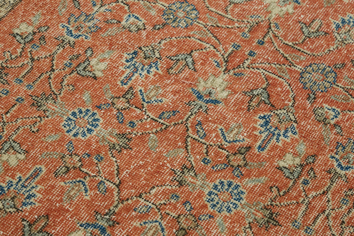 Tavik Kırmızı Dokuma Çiçek Desenli Vintage Halı 111x200 cm – mekânda kullanım