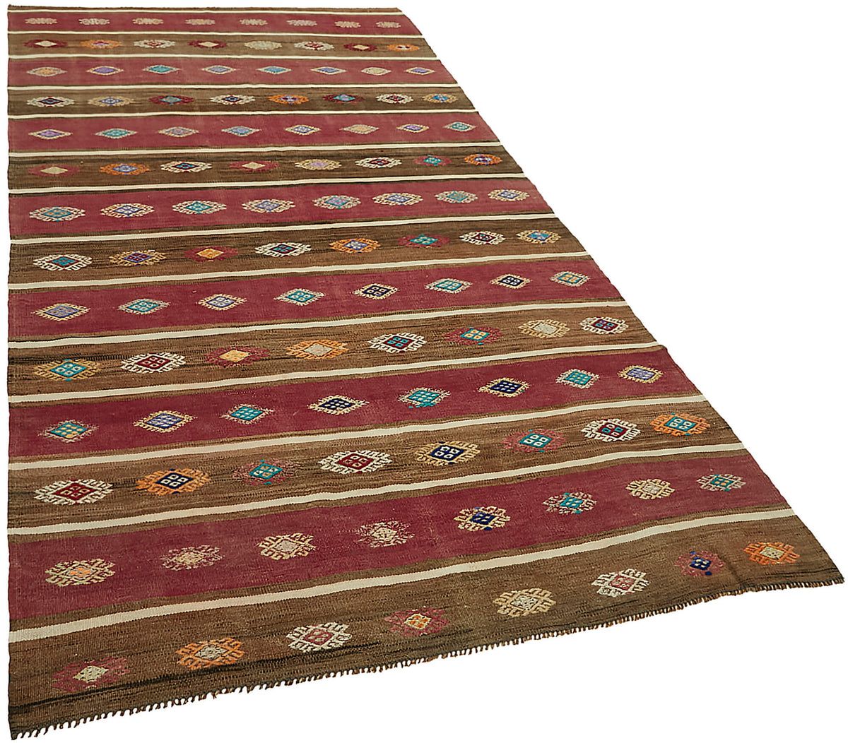 Kavro Anadolu Kilim Bordo Kahverengi Geometrik Kilim 162x305 cm 46014 – genel görünüm