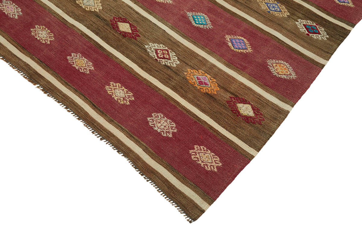 Kavro Anadolu Kilim Bordo Kahverengi Geometrik Kilim 162x305 cm 46014 – detay görünümü