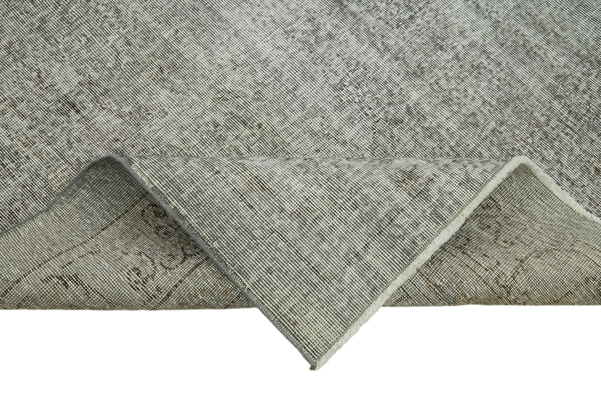 Zelko Gri Beyaz Soyut Desenli Yün ve Pamuk El Dokuma Halı 283x378 cm – kenar detayı