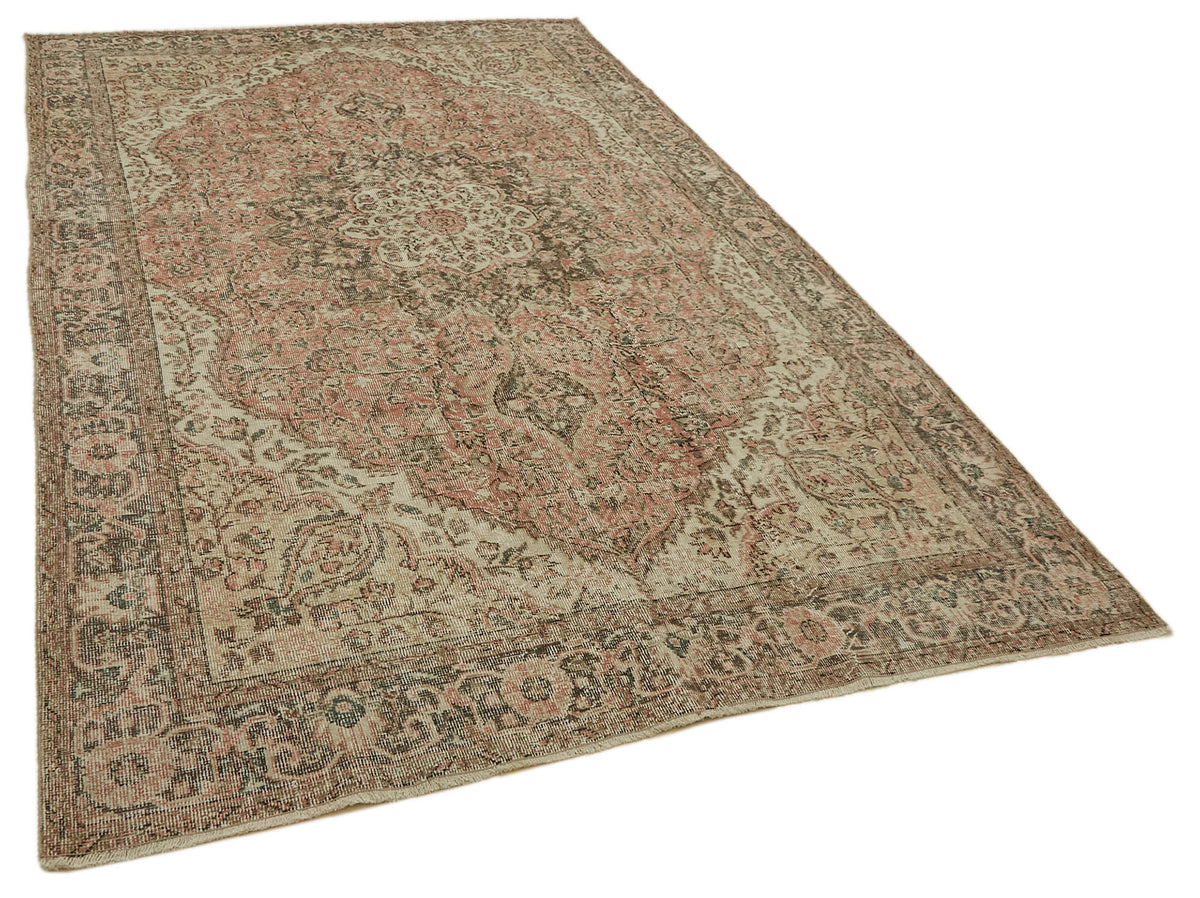 Tinra Vintage El Dokuma Bej Halı Madalyon Desenli 200x317 cm 46124 – genel görünüm