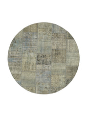 Vilela Açık Gri Halı Yuvarlak Patchwork Tasarım 250x250 cm