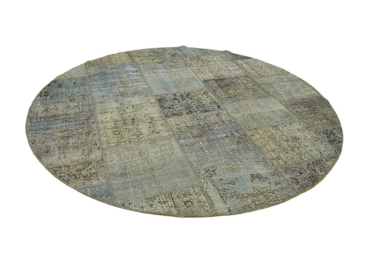 Vilela Açık Gri Halı Yuvarlak Patchwork Tasarım 250x250 cm – genel görünüm