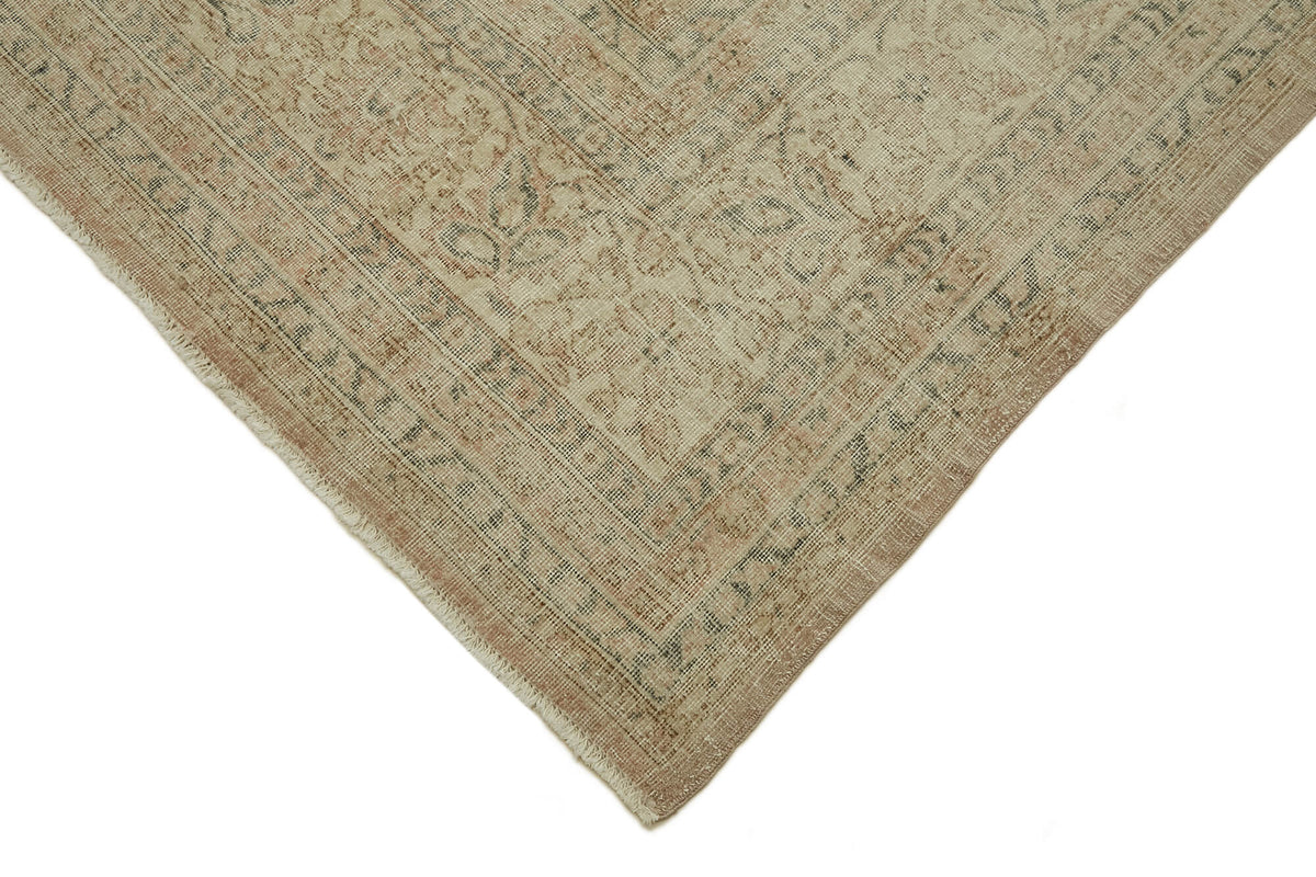 Rusvo Bej Gri Eskitme Madalyon Desenli El Dokuma Halı 301x393 cm – detay görünümü