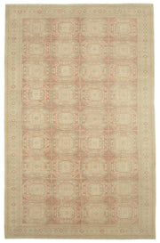 Rusvo Bej Pembe Geometrik Desenli Yün Vintage Halı 243x380 cm