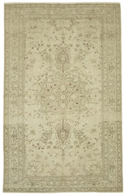Rusvo Bej ve Kahverengi Çiçekli Yün Vintage Halı 231x369 cm